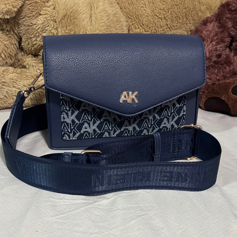Anne Klein Dark Blue Crossbody Bag with Logo Detail